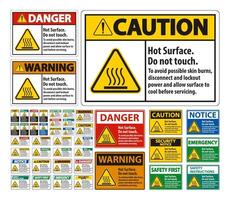 Hot Surface, Do Not Touch, To Avoid Possible Skin Burns, Disconnect And Lockout Power And Allow Surface To Cool Before Servicing Symbol Sign Isolate On White Background,Vector Illustration vector