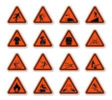 Triangular Warning Hazard Symbols labels Sign Isolate on White Background,Vector Illustration vector