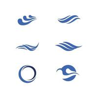 wave and Water wave icon vector set blue ocean and beach logo design