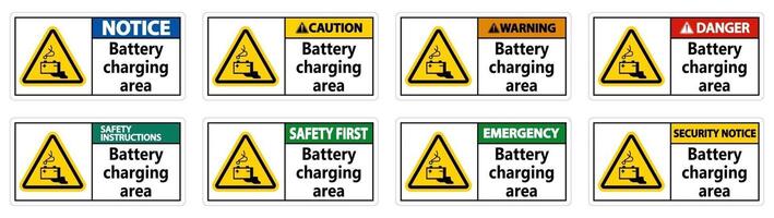 Battery charging area Sign on white background vector