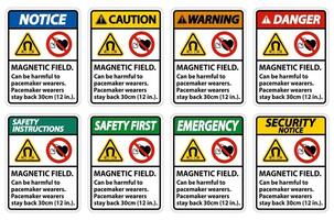 Magnetic field can be harmful to pacemaker wearers.pacemaker wearers.stay back 30cm vector