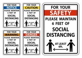 For Your Safety Maintain Social Distancing Sign on white background vector