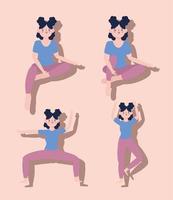 chicas practicando yoga vector