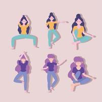 girls pose yoga vector