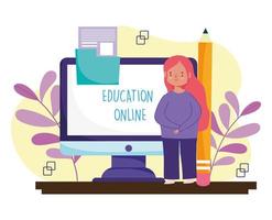 online education girl vector