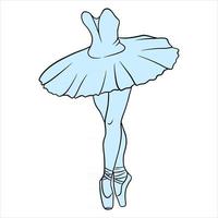 Ballet. Ballerina's legs in a tutu and pointe. Line art. vector