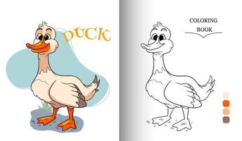 Animal character funny goose in cartoon style coloring book page vector