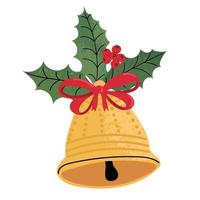 Vector colorful illustration of Christmas bell isolated on white background