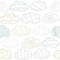 lindo patrón blanco pastel con nubes abstractas cielo fondo transparente textiles para niños minimalismo álbum de recortes de papel para niños vector