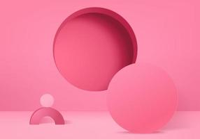 Minimal pink podium and scene with 3d render vector in abstract abackground composition, 3d illustration mock up scene geometry shape platform forms for product display. stage for product in modern.