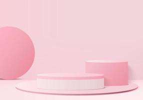 Minimal pink podium and scene with 3d render vector in abstract abackground composition, 3d illustration mock up scene geometry shape platform forms for product display. stage for product in modern.