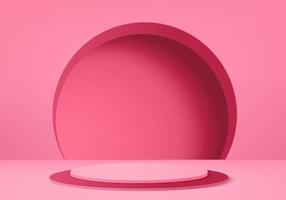3d display product abstract minimal scene with geometric podium platform. cylinder background vector 3d rendering with podium. stand for cosmetic products. Stage showcase on pedestal 3d pink studio