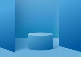 3d background products display podium scene with geometric platform. background vector 3d rendering with podium. stand to show cosmetic products. Stage showcase on pedestal display blue studio