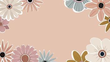 vector de fondo de naturaleza de arte abstracto. marco de plantas de moda. diseño de flores de color de fondo, hermoso jardín decorativo. hojas botánicas y diseño de patrón floral para banner de venta de verano.