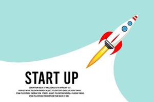 Rocket launch in the sky, space. Space ship. interstellar travels. Business concept. Start up template. background. Simple modern cartoon design. Flat vector illustration.