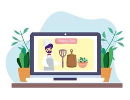 clase de cocina online vector