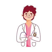 physician with stethoscope vector