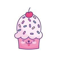 cute cupcake with fruit vector