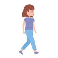 mujer personaje caminando dibujos animados hembra fondo blanco vector