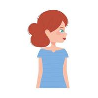 young woman cartoon head in profile vector