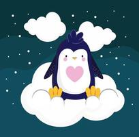 penguin in cloud vector