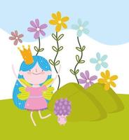 fairy cute flowers vector