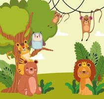 Animals tree nature vector