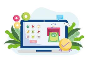 online payment grocery vector