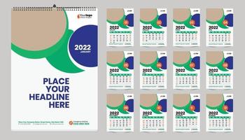 idea de diseño de plantilla de calendario de pared gratis 2022, calendario 2022 vector