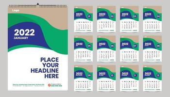 idea de diseño de plantilla de calendario de pared gratis 2022, calendario 2022 vector