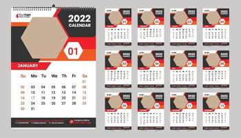 Free Wall Calendar 2022 Template Design Idea vector