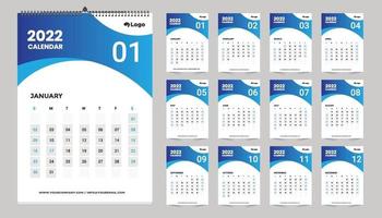 idea de diseño de plantilla de calendario de pared 2022, calendario 2022 vector