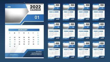 idea de diseño de plantilla de calendario de pared 2022, calendario 2022 vector