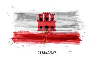 Realistic watercolor painting flag of Gibraltar . Vector .