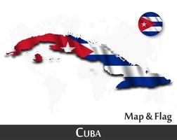 mapa y bandera de cuba. agitando diseño textil. fondo del mapa del mundo de puntos. vector. vector