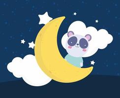 cute panda moon vector