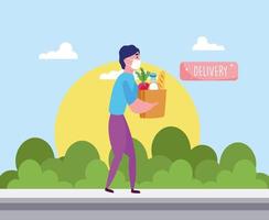 delivery man bag vector