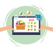 compras de comestibles en línea vector