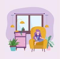 girl sitting chair vector