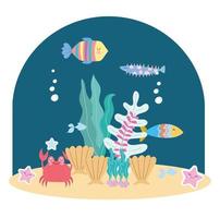 underwater life fishes vector