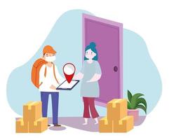 delivering order boxes vector