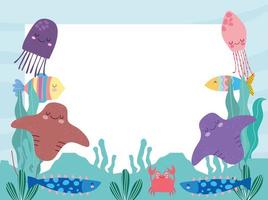 underwater world cute vector