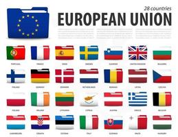 European union flag  EU  and membership on europe map background . Folder flags design . Vector .