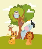 Animals tree cartoon vector