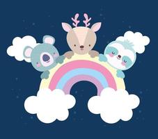 cute animals rainbow vector