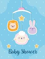 Baby shower cute lion bunny and sheep mobile decoration vector