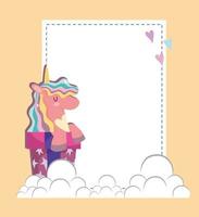 unicorn cup card vector