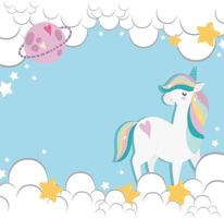 nubes de unicornio blanco vector