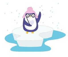 penguin glasses hat vector