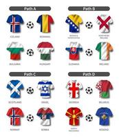set de sorteo de play-offs de fútbol europeo vector